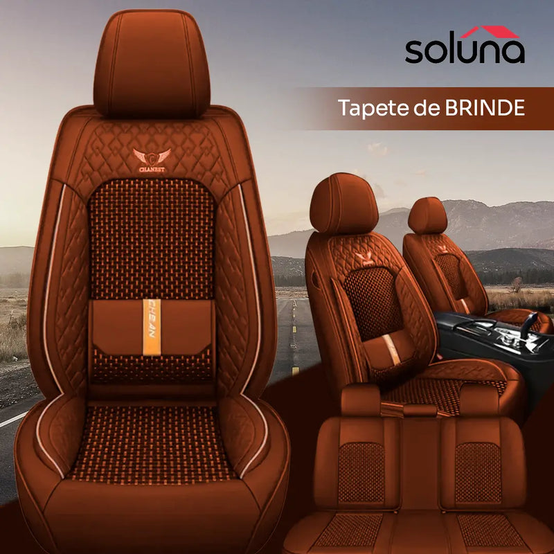 Capa para Banco de Carro Completa em Couro Legítimo Universal Italian + BRINDE: Tapete Completo
